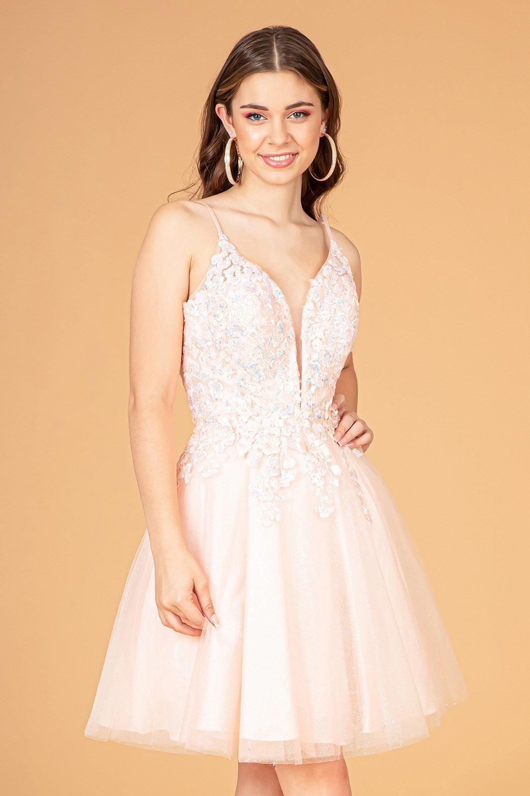 Homecoming Spaghetti Strap Prom Short Dress - Blush / XS Homecoming Spaghetti Strap Prom Short Dress - Blush / XS