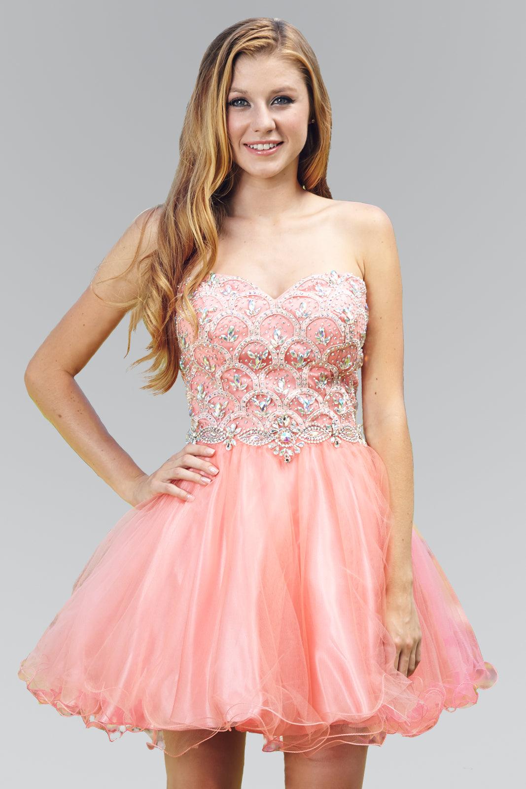 Homecoming Strapless Short Tulle Prom Dress - The Dress Outlet