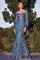 Long Fitted Embellished Prom Dress Lapis Blue