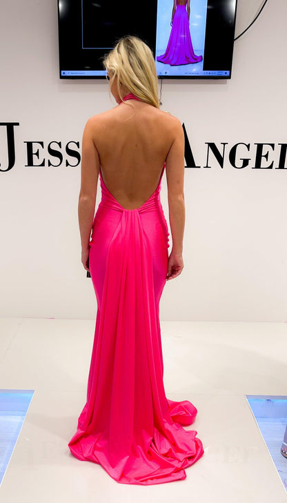 Jessica Angel Formal Halter Long Fitted Gown 931 - The Dress Outlet
