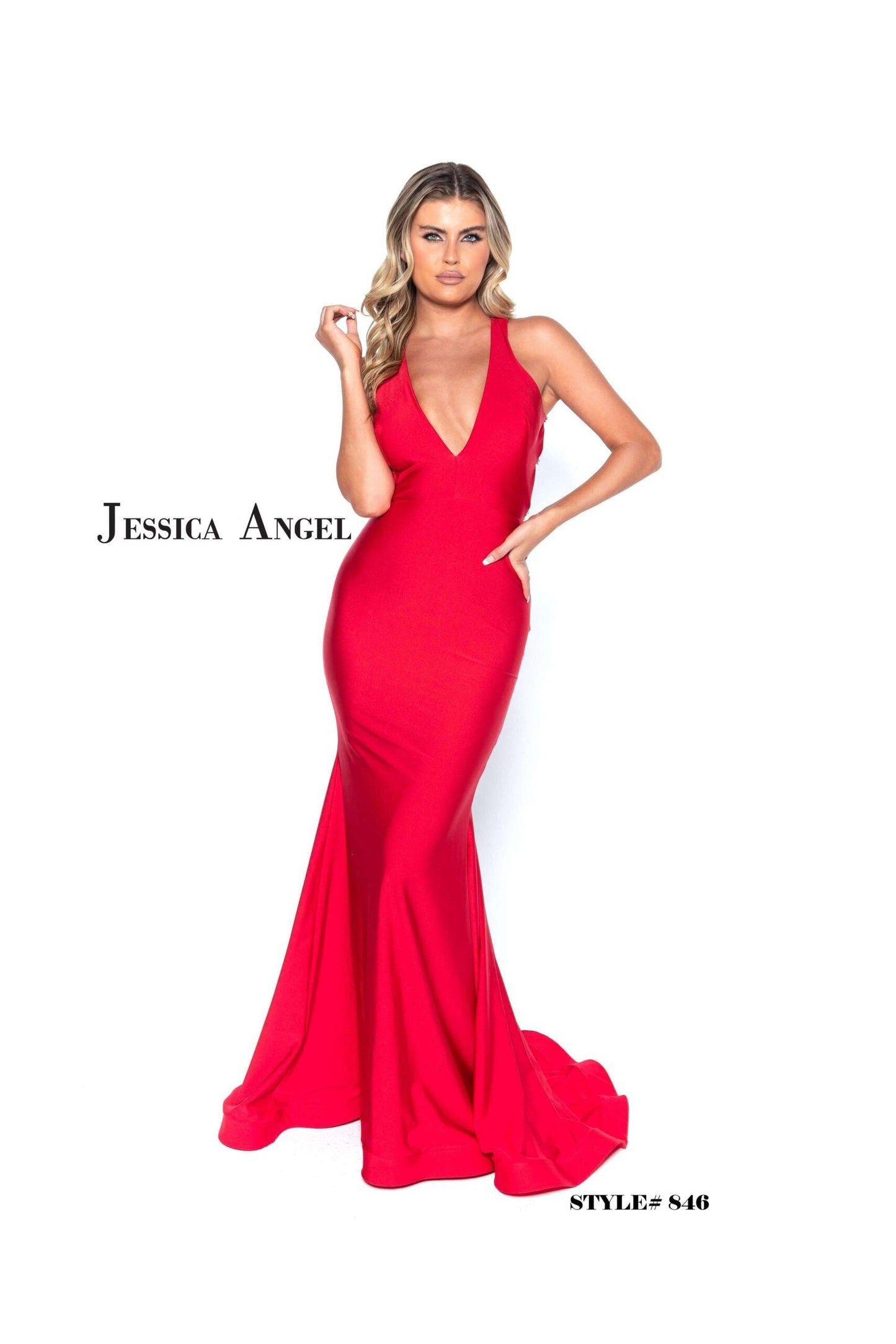 Jessica Angel Halter Long Fitted Dress 846 - The Dress Outlet