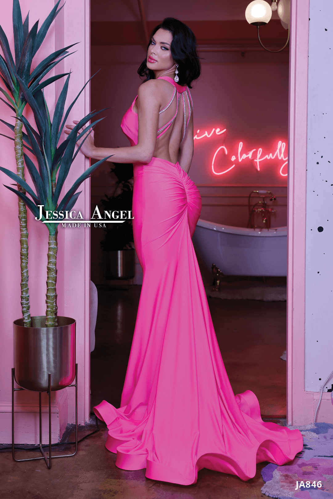 Jessica Angel Halter Long Formal Dress 846 - Blush / XS