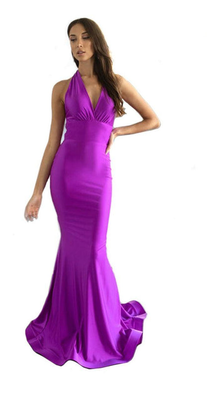 Jessica Angel Halter Long Formal Gown 378 - The Dress Outlet
