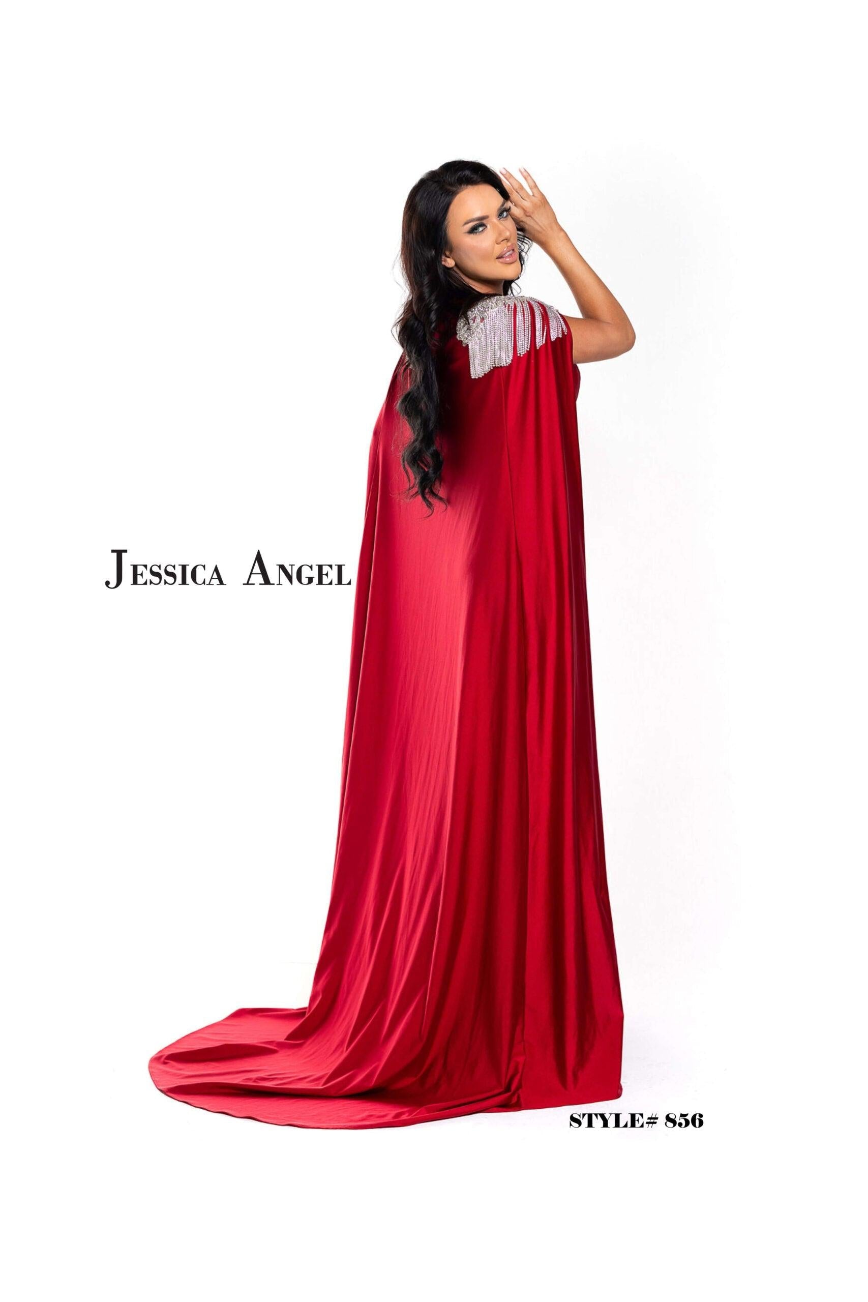 Jessica Angel Long Formal Fitted Cape Dress 856