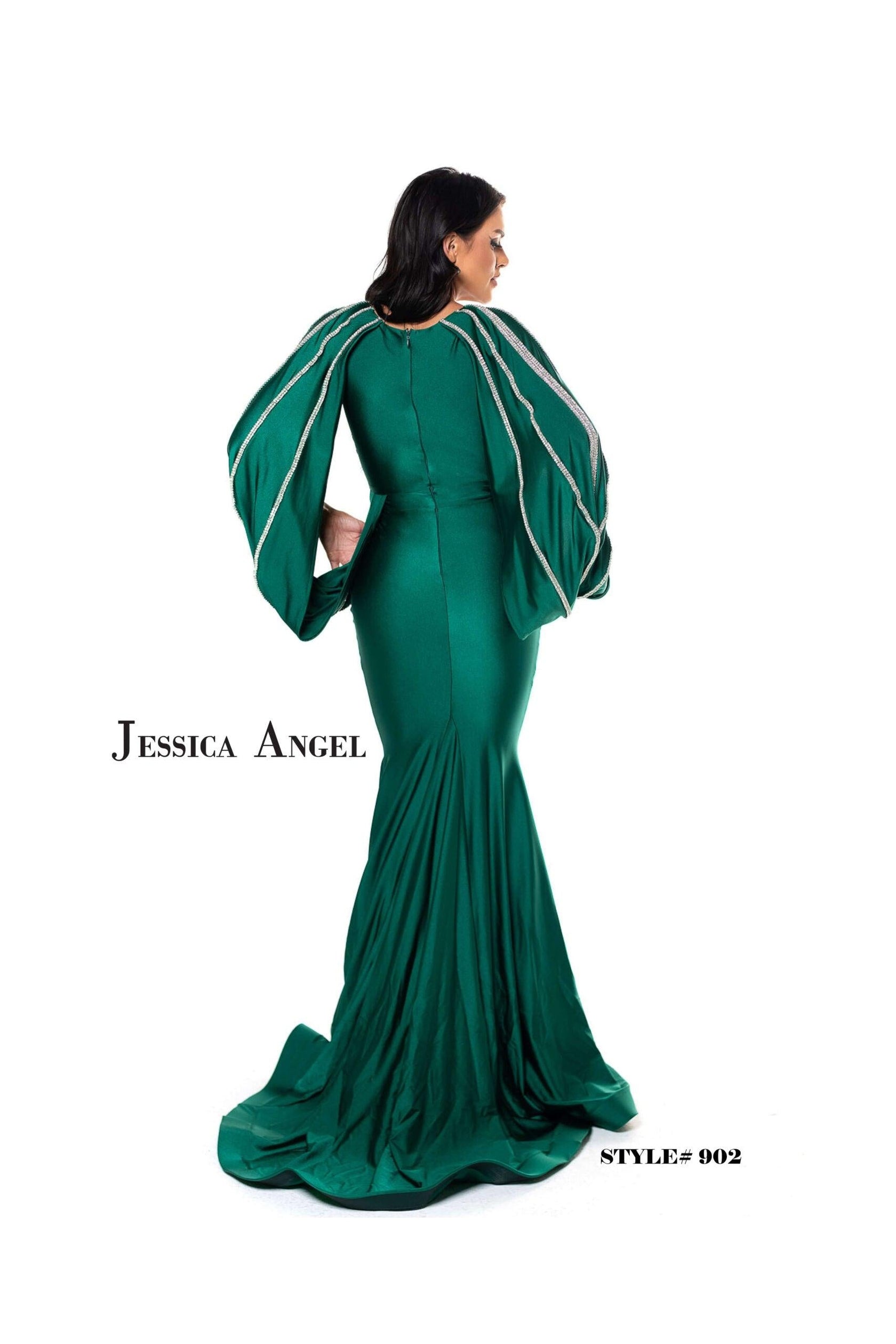 Dark Red Jessica Angel Long Formal Fitted Evening Dress 902 for $544.99 – The Dress Outlet