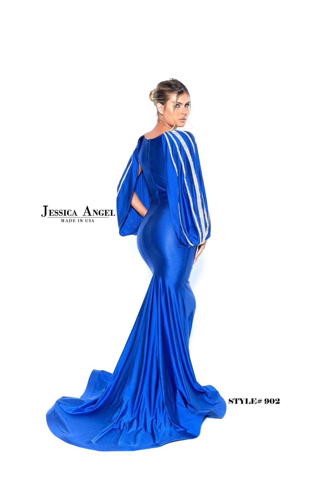 Dark Red Jessica Angel Long Formal Fitted Evening Dress 902 for $544.99 – The Dress Outlet