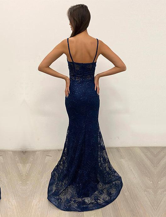 Jessica Angel Long Formal Fitted Lace Dress  857 - The Dress Outlet