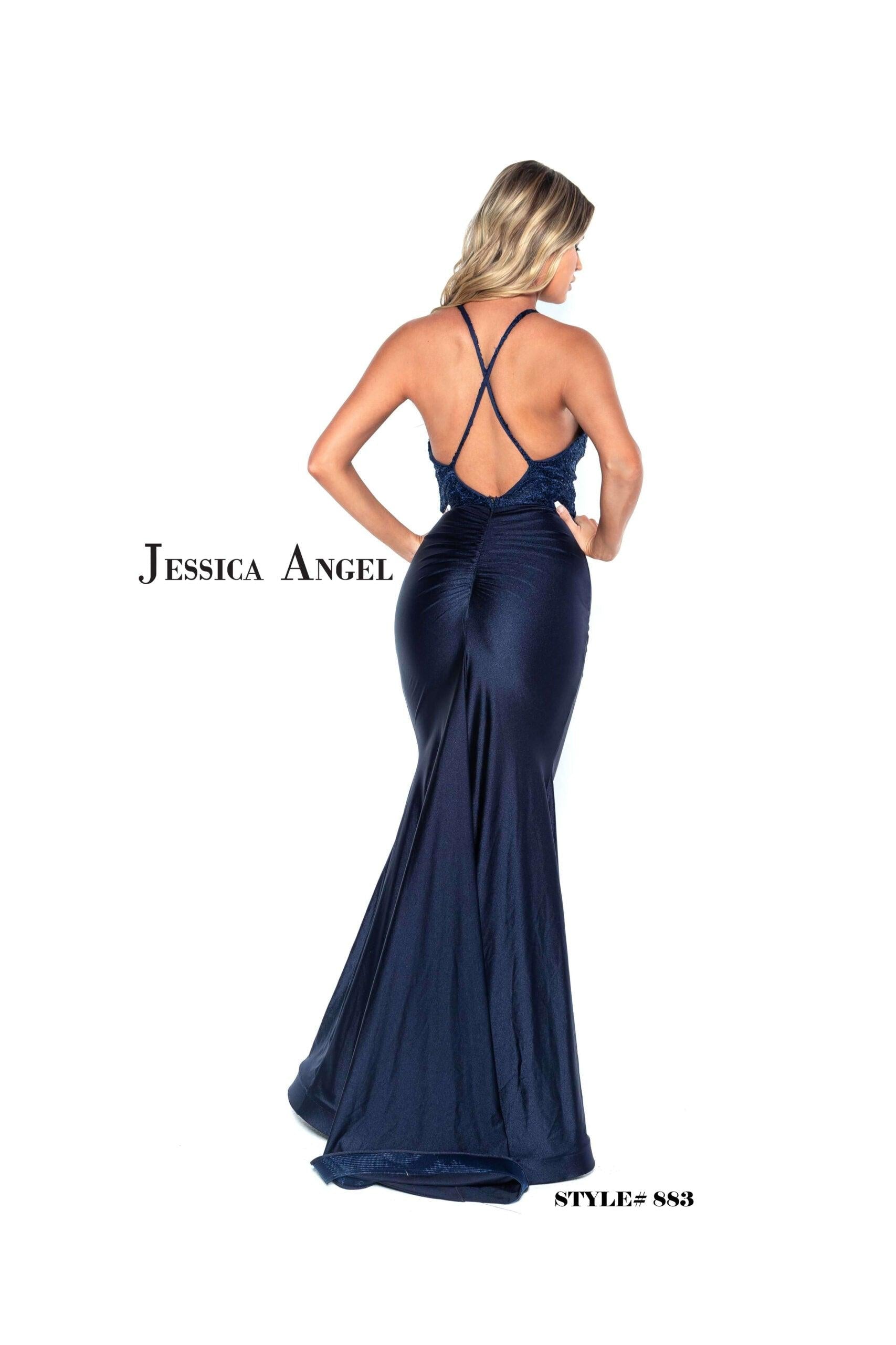 Jessica Angel Long Formal Fitted Lace Dress 883 - The Dress Outlet