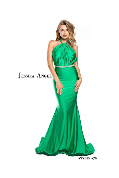 Jessica Angel Long Formal Halter Fitted Dress 878 - The Dress Outlet