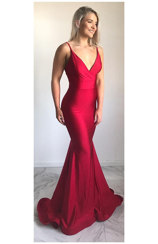 strapless open back dress Mermaid Dress in red swirl silk chiffon print – Caryna Nina Haute Couture  Designer main image 0
