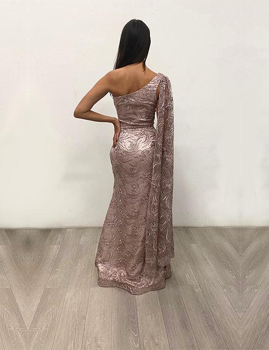 Jessica Angel Long Formal One Shoulder Lace Gown 885