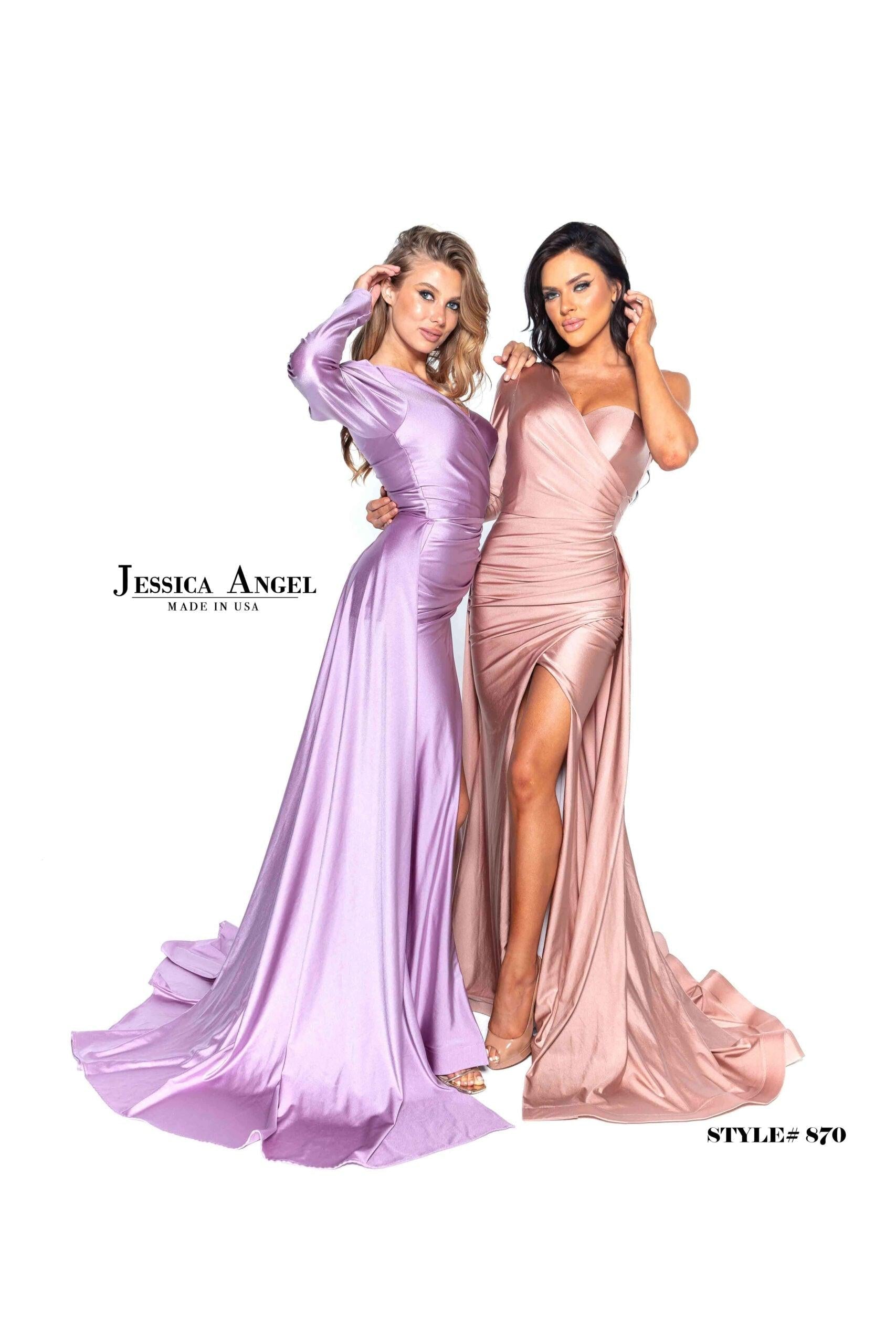 Jessica Angel Long One Shoulder Formal Dress 870 - The Dress Outlet