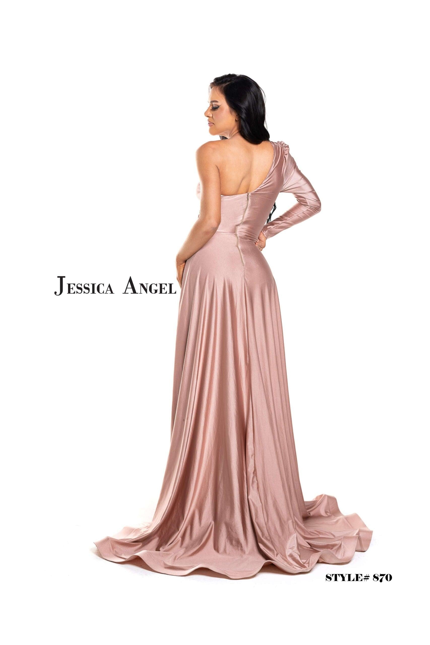 Jessica Angel Long One Shoulder Formal Dress 870 - The Dress Outlet