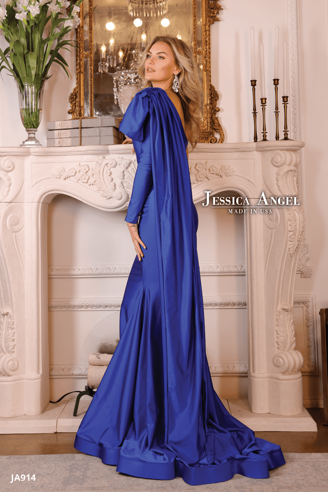 strapless open back dress Jessica Angel Long One Shoulder Formal Dress 914