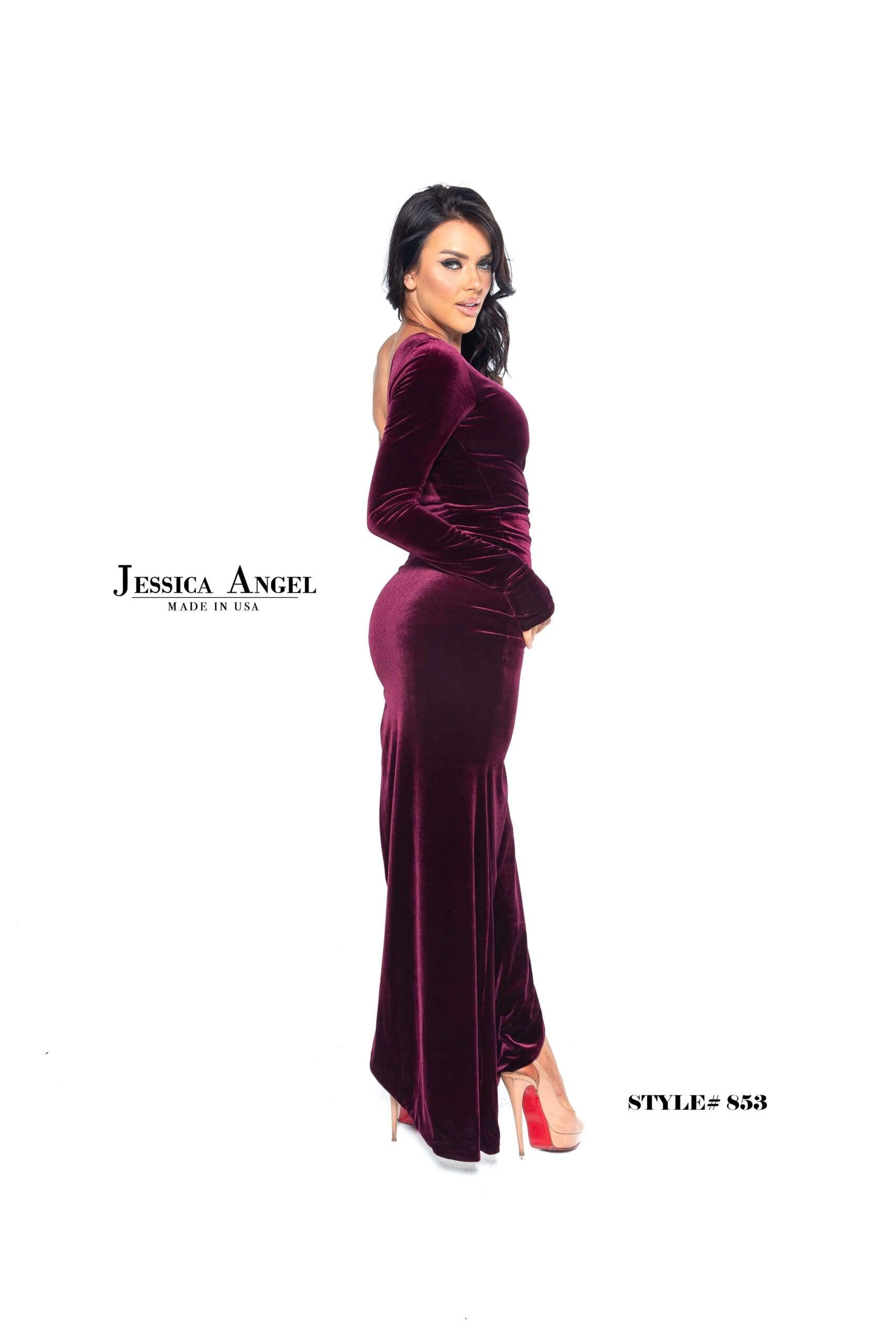 Jessica Angel Long One Shoulder Velvet Dress 853