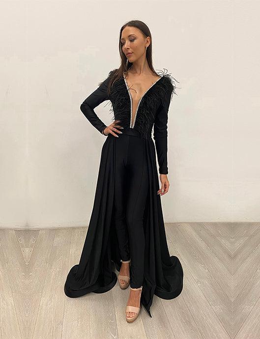 Jessica Angel Long Sleeve Formal Jumpsuit 864 - The Dress Outlet