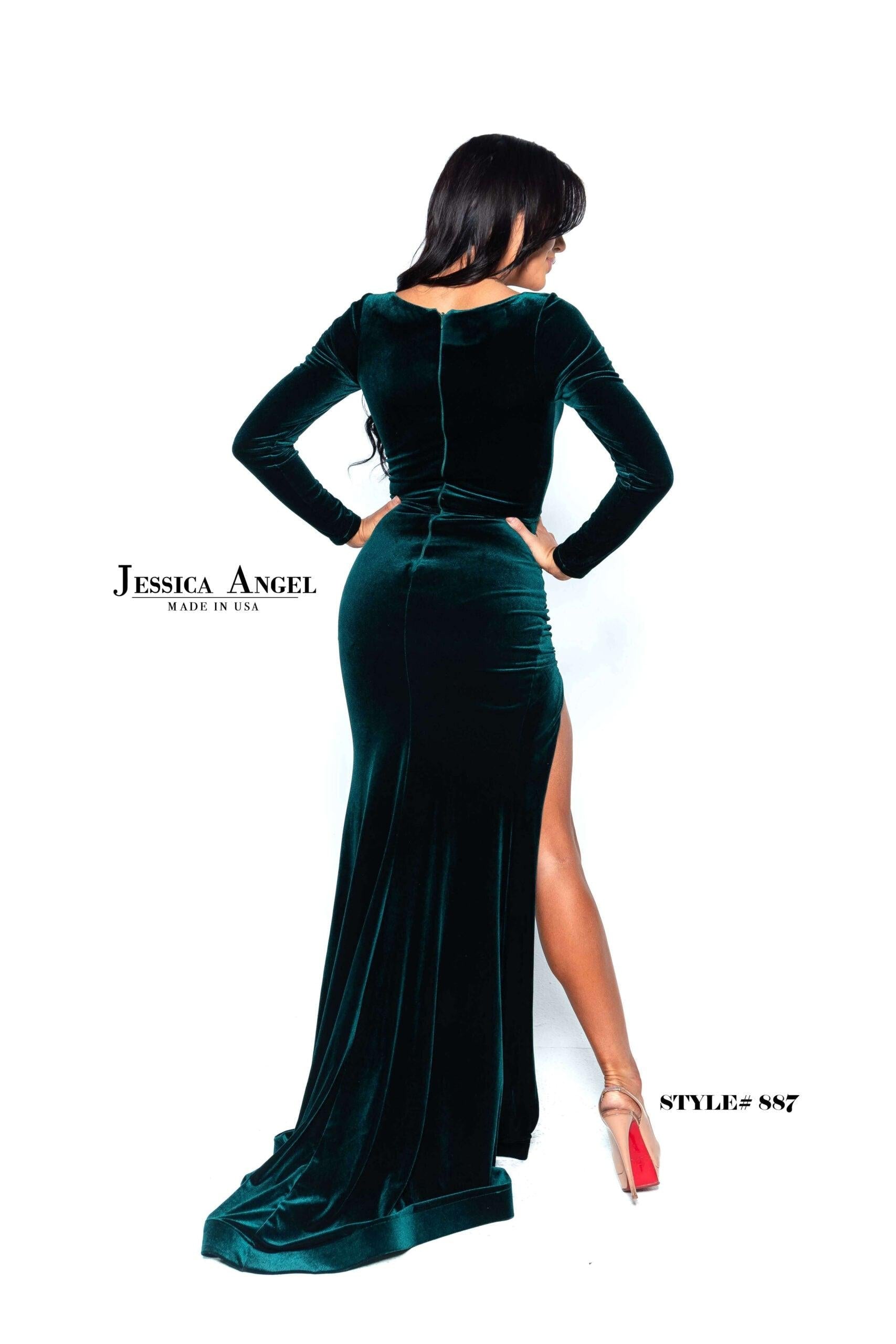 Jessica Angel Long Sleeve Formal Velvet Dress 887