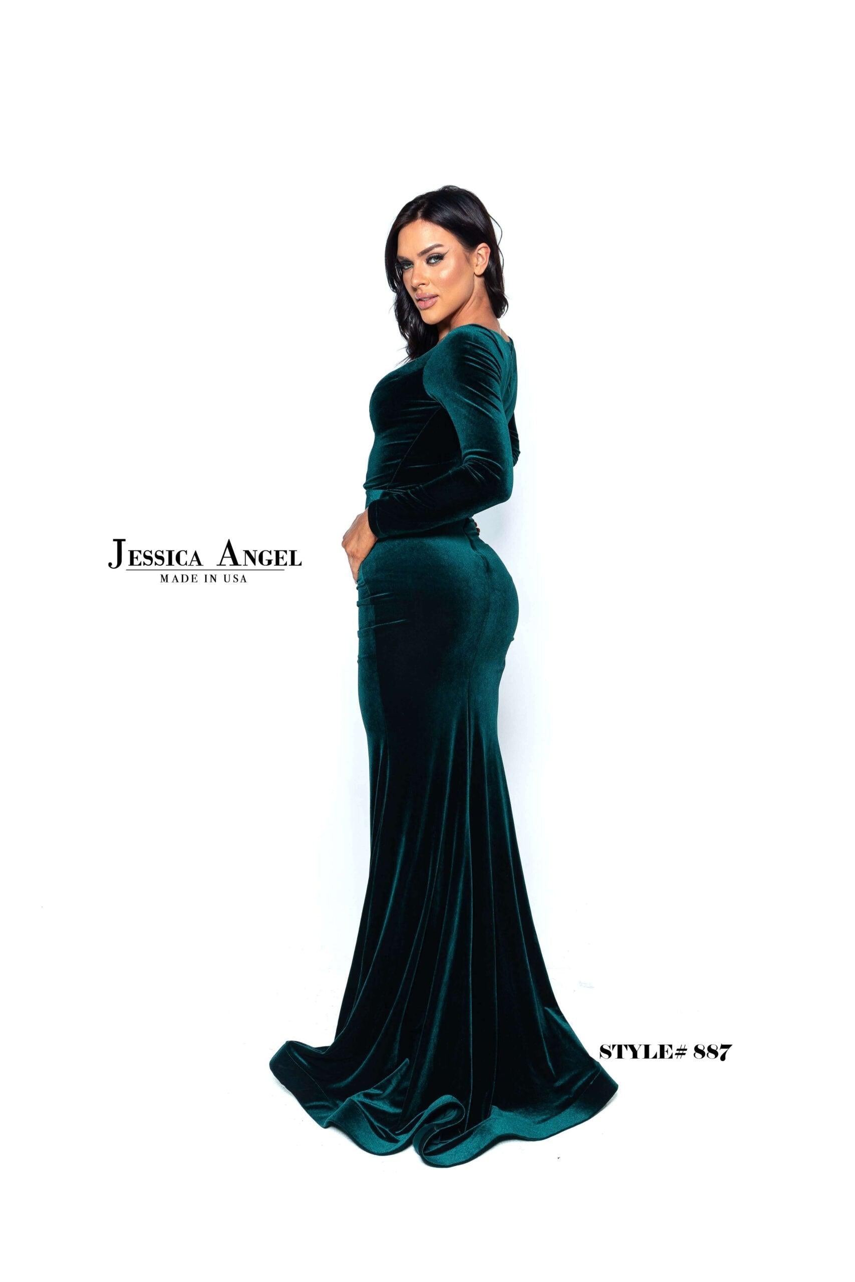 Jessica Angel Long Sleeve Formal Velvet Dress 887