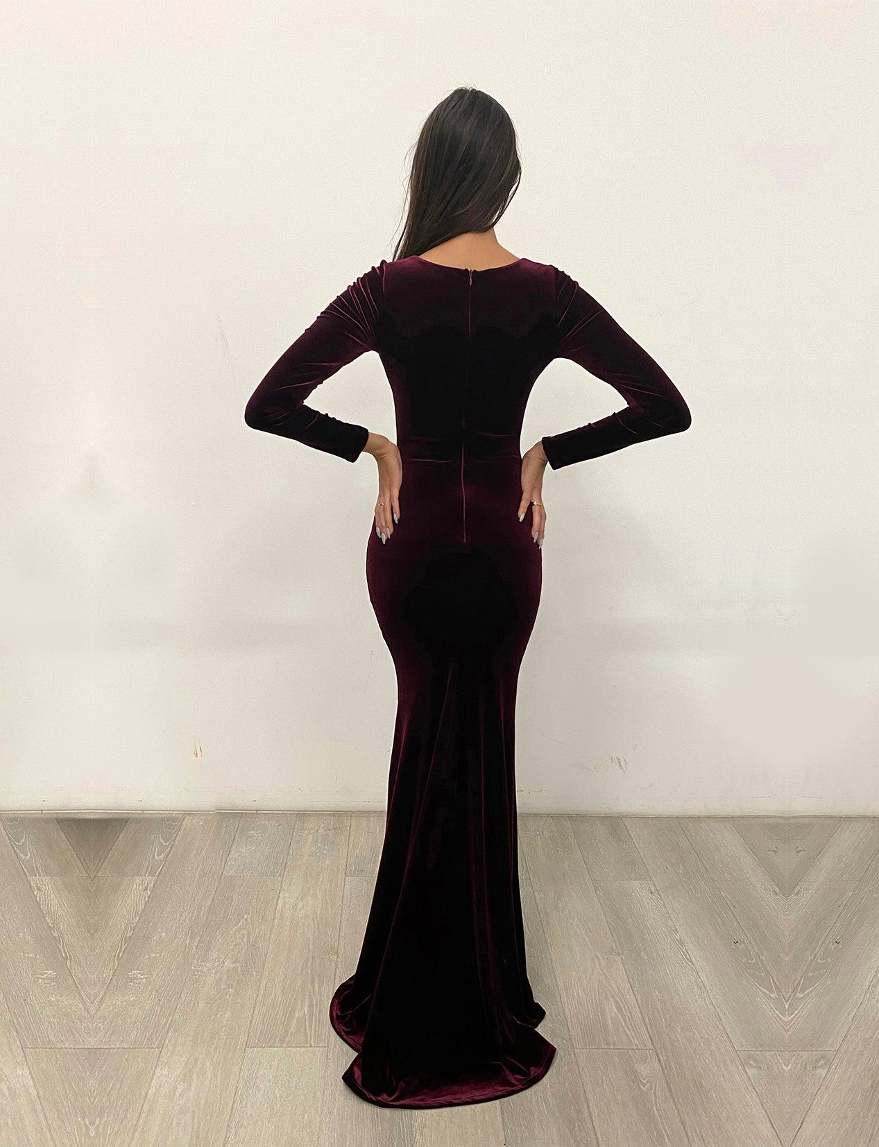 Jessica Angel Long Sleeveless Formal Velvet Gown 845