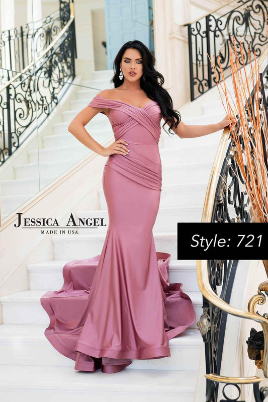 Jessica Angel Off Shoulder Long Formal Evening Gown 721 - The Dress Outlet