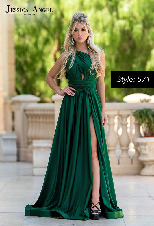Jessica Angel One Shoulder Long Evening Gown 571 - The Dress Outlet