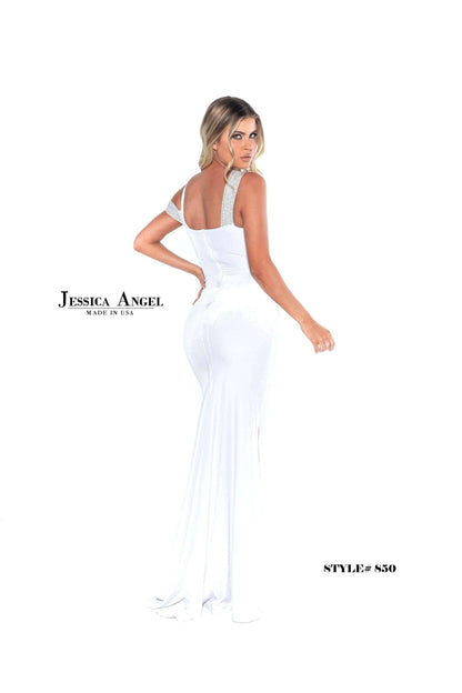 Jessica Angel Prom Long Formal Velvet Dress White