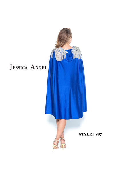 Jessica Angel Short Cocktail Fitted Cape Dress 897 - The Dress Outlet