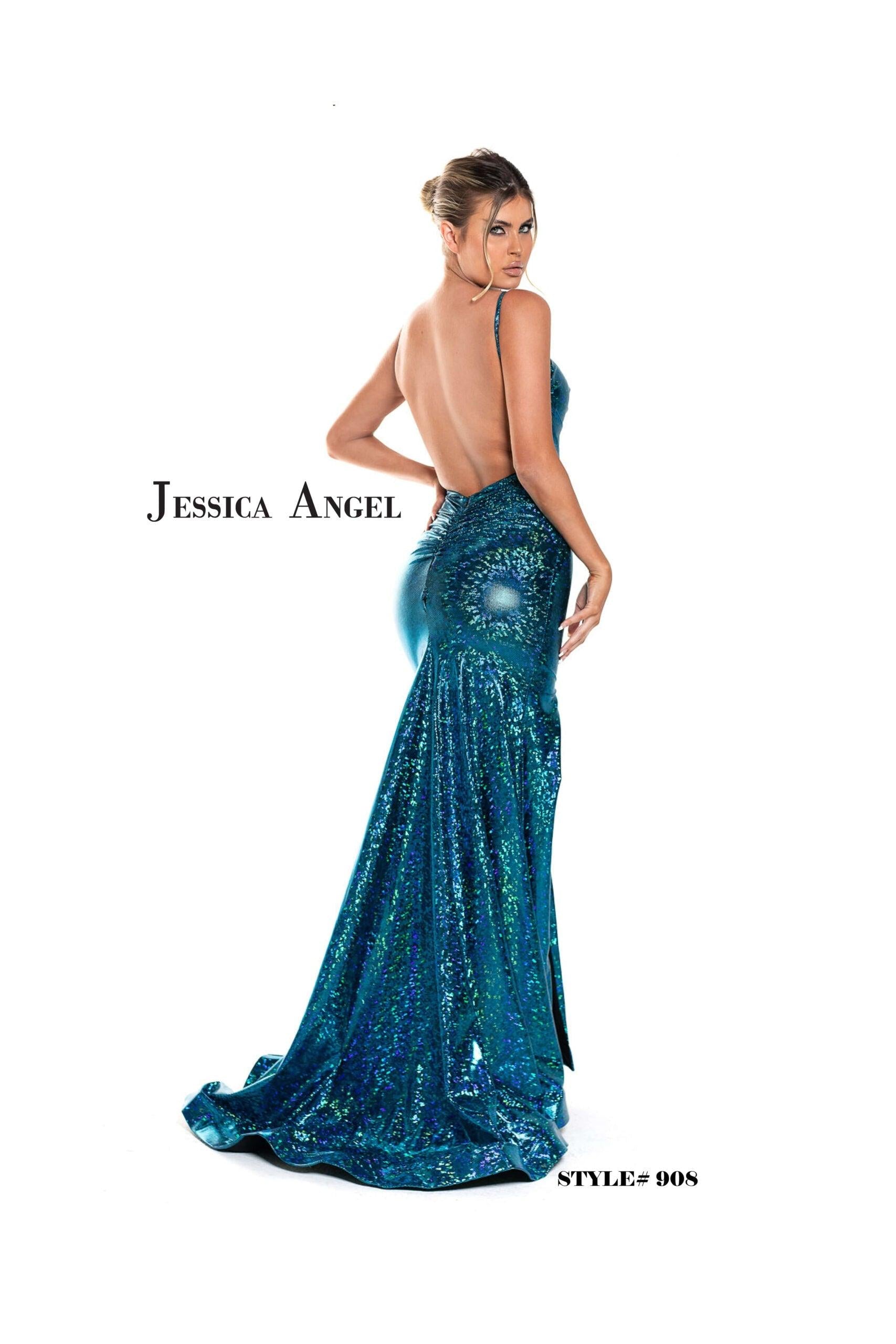 Jessica Angel Spaghetti Strap Fitted Long Dress 908 - The Dress Outlet