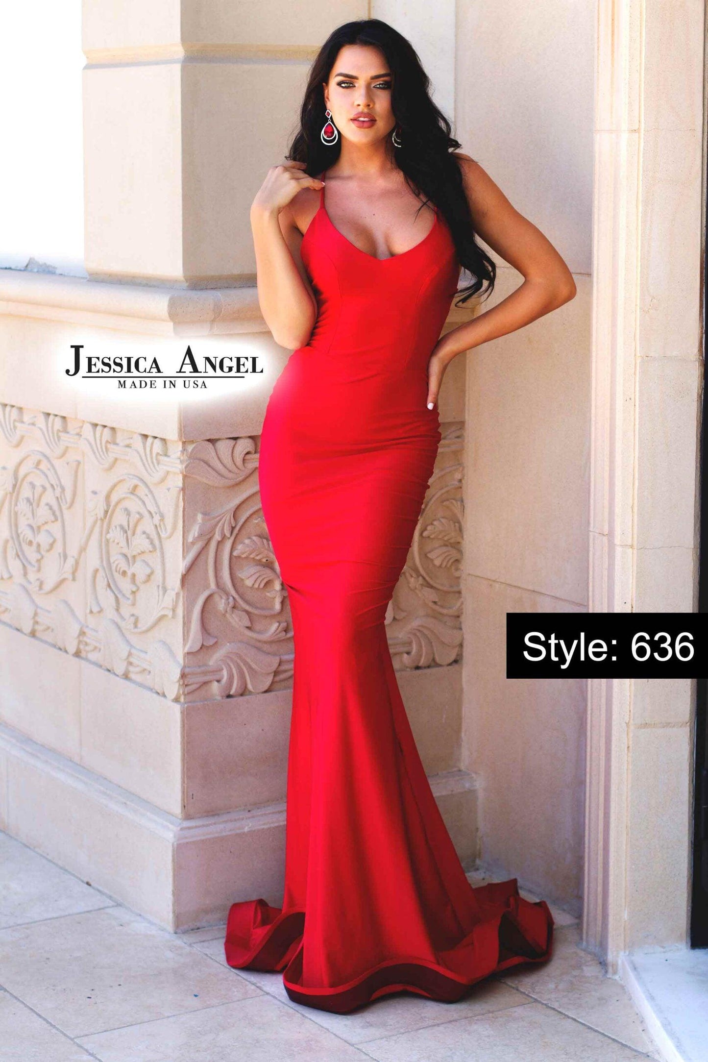 Jessica Angel Spaghetti Strap Long Evening Gown 636 - The Dress Outlet