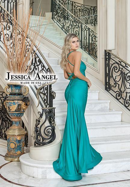 Jessica Angel Spaghetti Strap Long Formal Gown 813 - The Dress Outlet