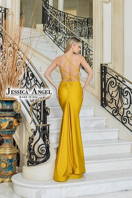 Jessica Angel Spaghetti Strap Long Formal Gown 813 - The Dress Outlet