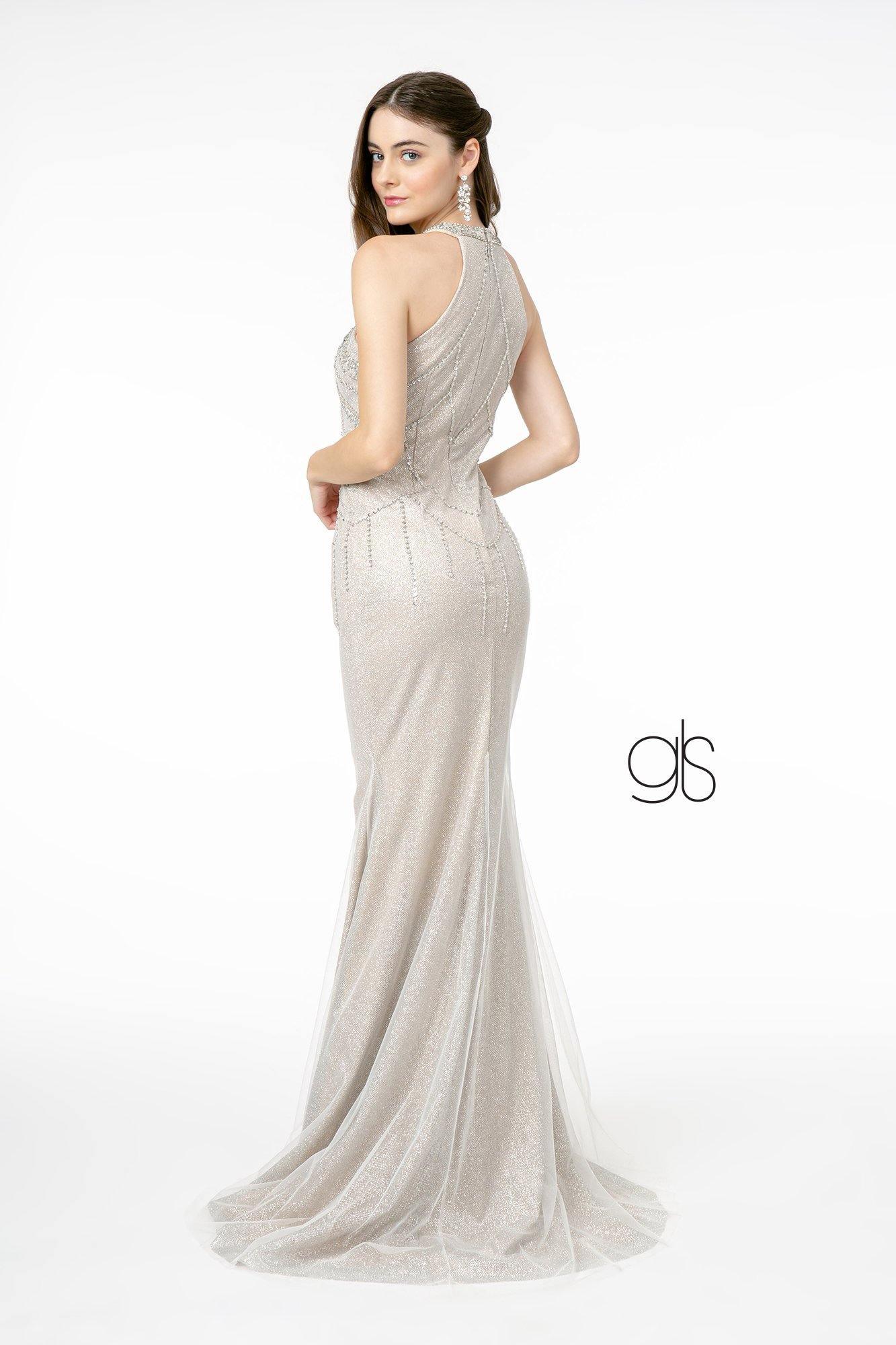 Jewel Embellished Mermaid Mesh Long Prom Dress Sale - The Dress Outlet