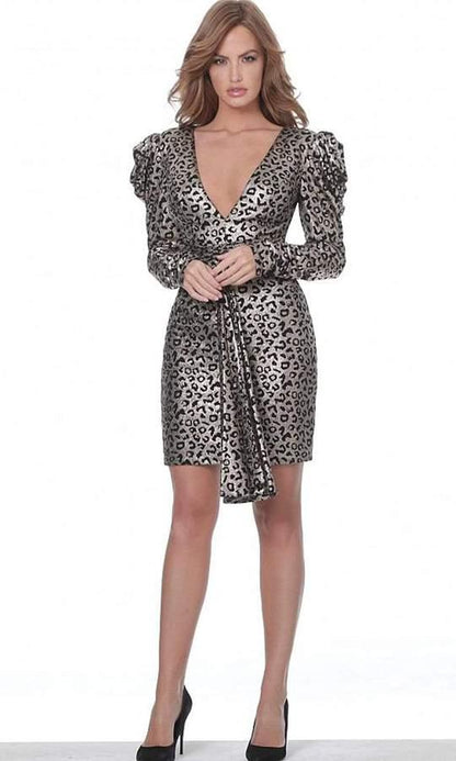 Jovani ANimal Sleeve Short Fitted Dress 3168 - The Dress Outlet