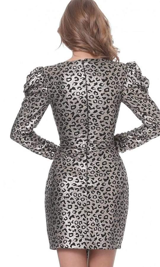 Jovani ANimal Sleeve Short Fitted Dress 3168 - The Dress Outlet