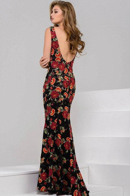 Jovani Colorful Floral Long Evening Gown 50144 - The Dress Outlet