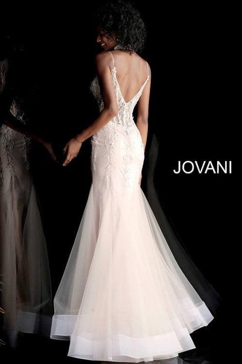 Jovani Corset Bodice V-Neck Mermaid Prom Dress 66151 - The Dress Outlet