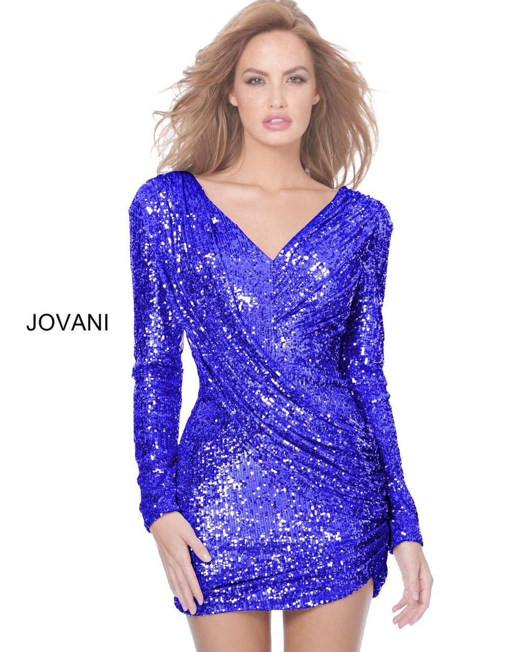 Jovani Cowl Back Sequin Short Dress 03937 - The Dress Outlet