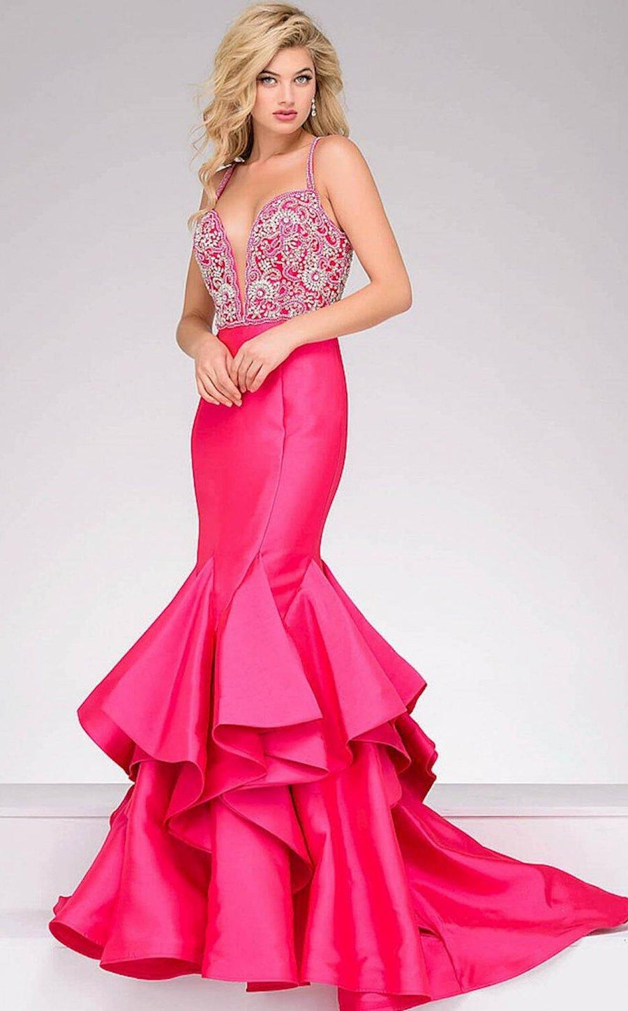 Jovani Crystal Embellished Long Mermaid Prom Dress 32355 - The Dress Outlet