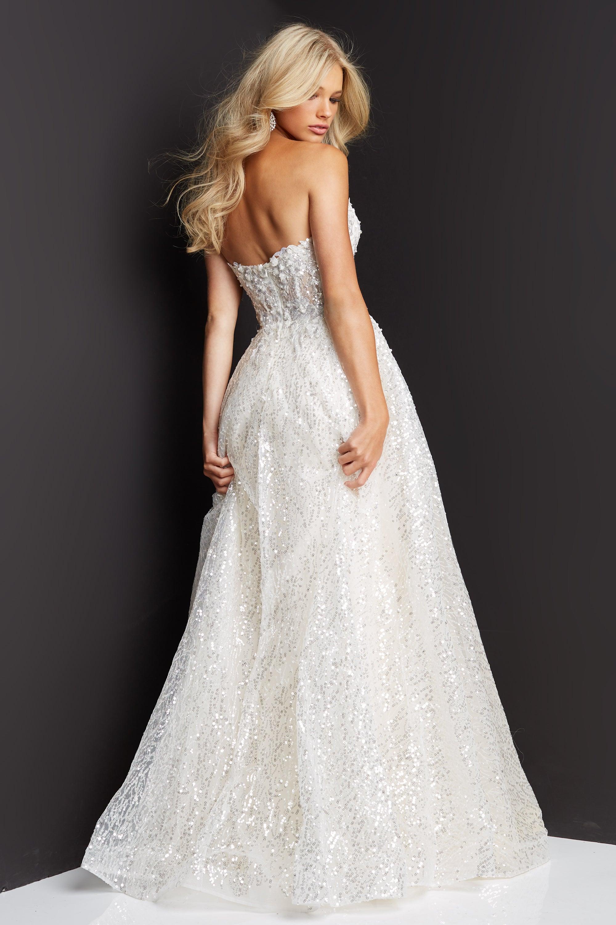 Jovani Embellished Long Wedding Dress 08417 - The Dress Outlet