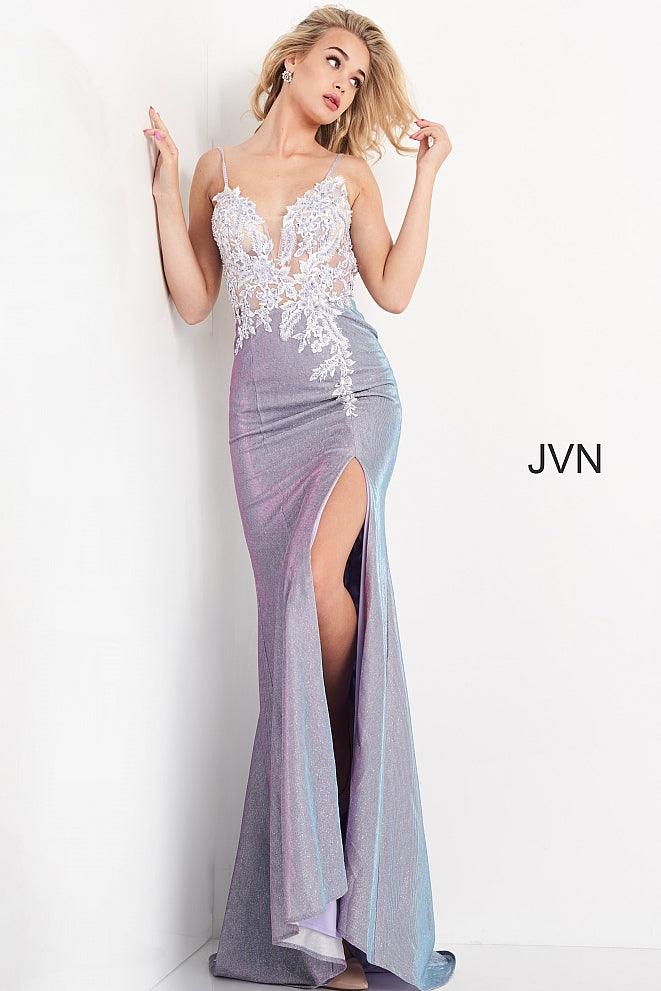 Jovani Embroidered Bodice Fitted Long Prom Dress 06454 - The Dress Outlet
