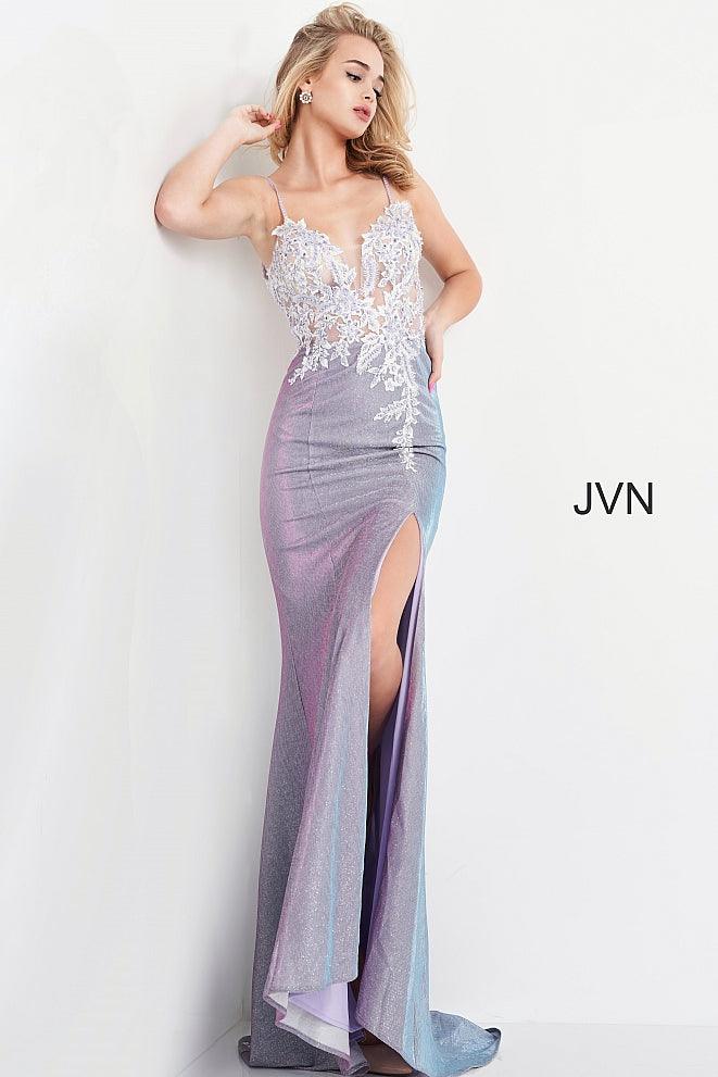 Jovani Embroidered Bodice Fitted Long Prom Dress 06454 - The Dress Outlet