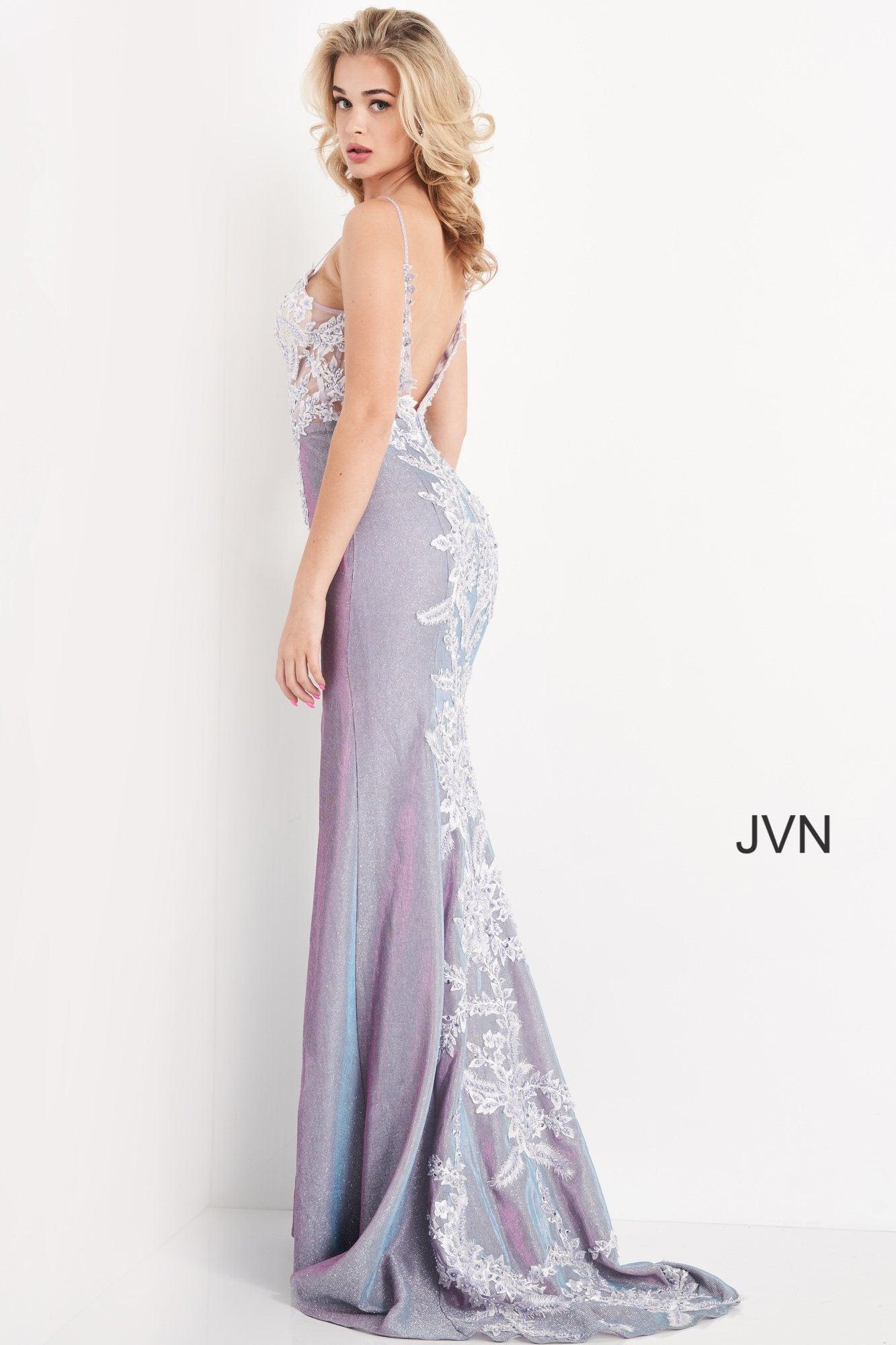 Jovani Embroidered Bodice Fitted Long Prom Dress 06454 - The Dress Outlet