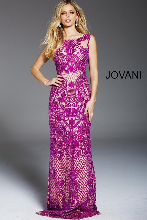 Jovani 48288 Embroidered Long Sheath Gown