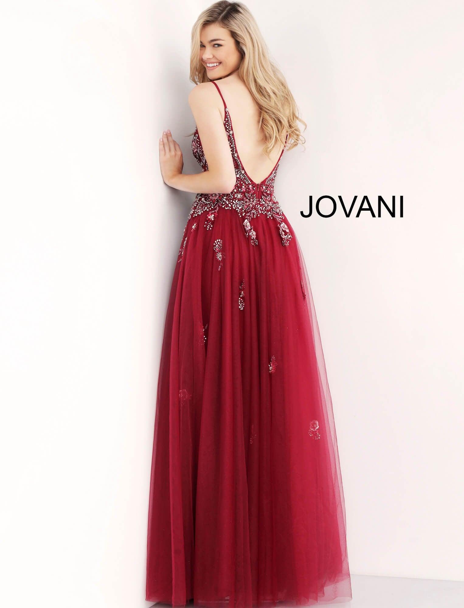 Jovani Floral Appliques Long Prom Dress 66121 - The Dress Outlet