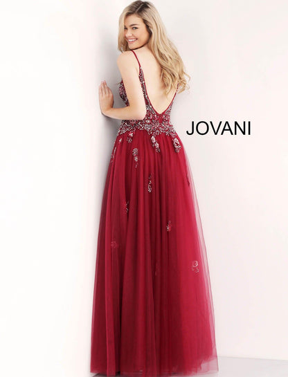 Jovani Floral Appliques Long Prom Dress 66121 - The Dress Outlet