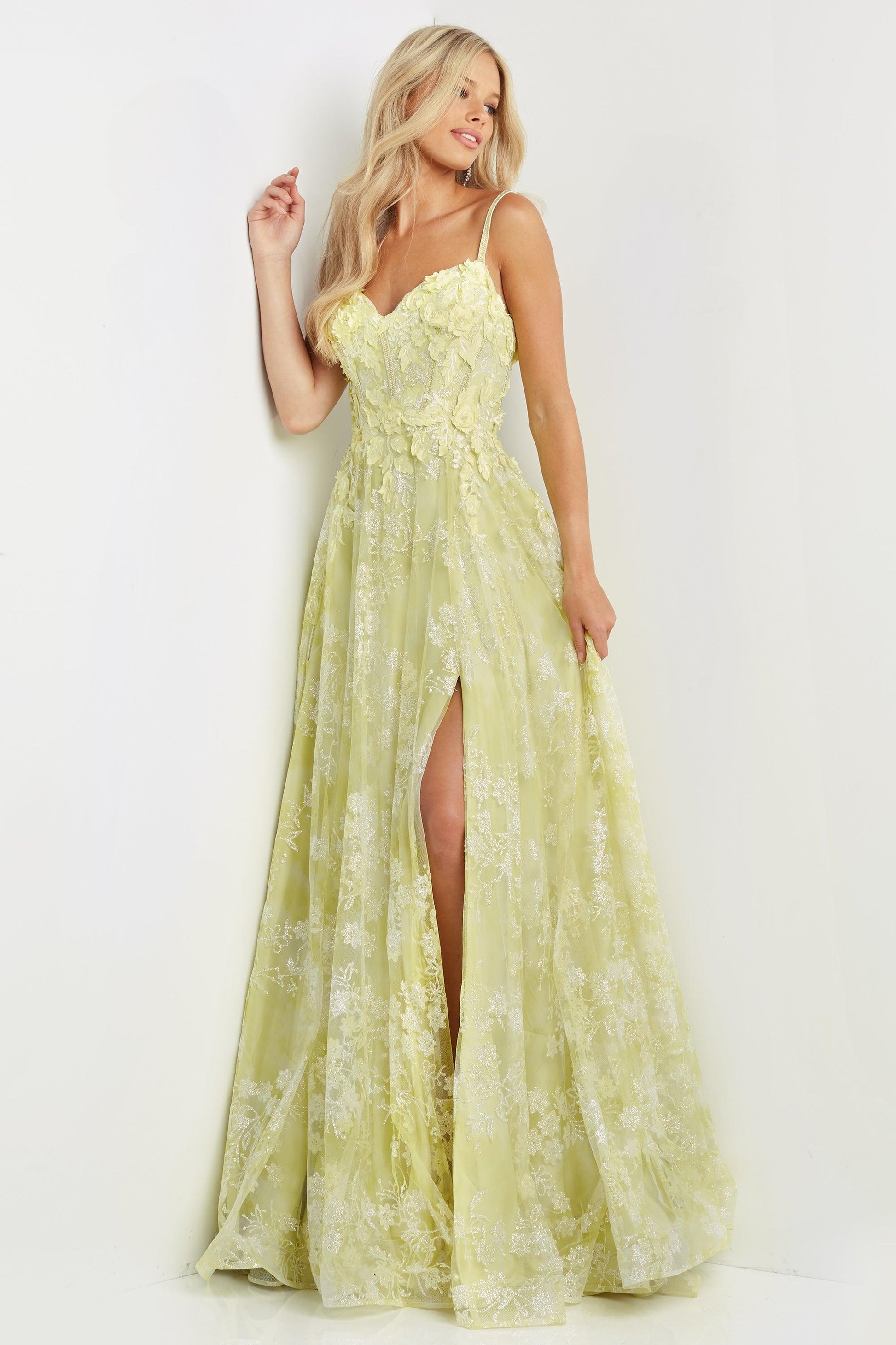Jovani Floral Bodice Prom Long Dress 08416 - The Dress Outlet