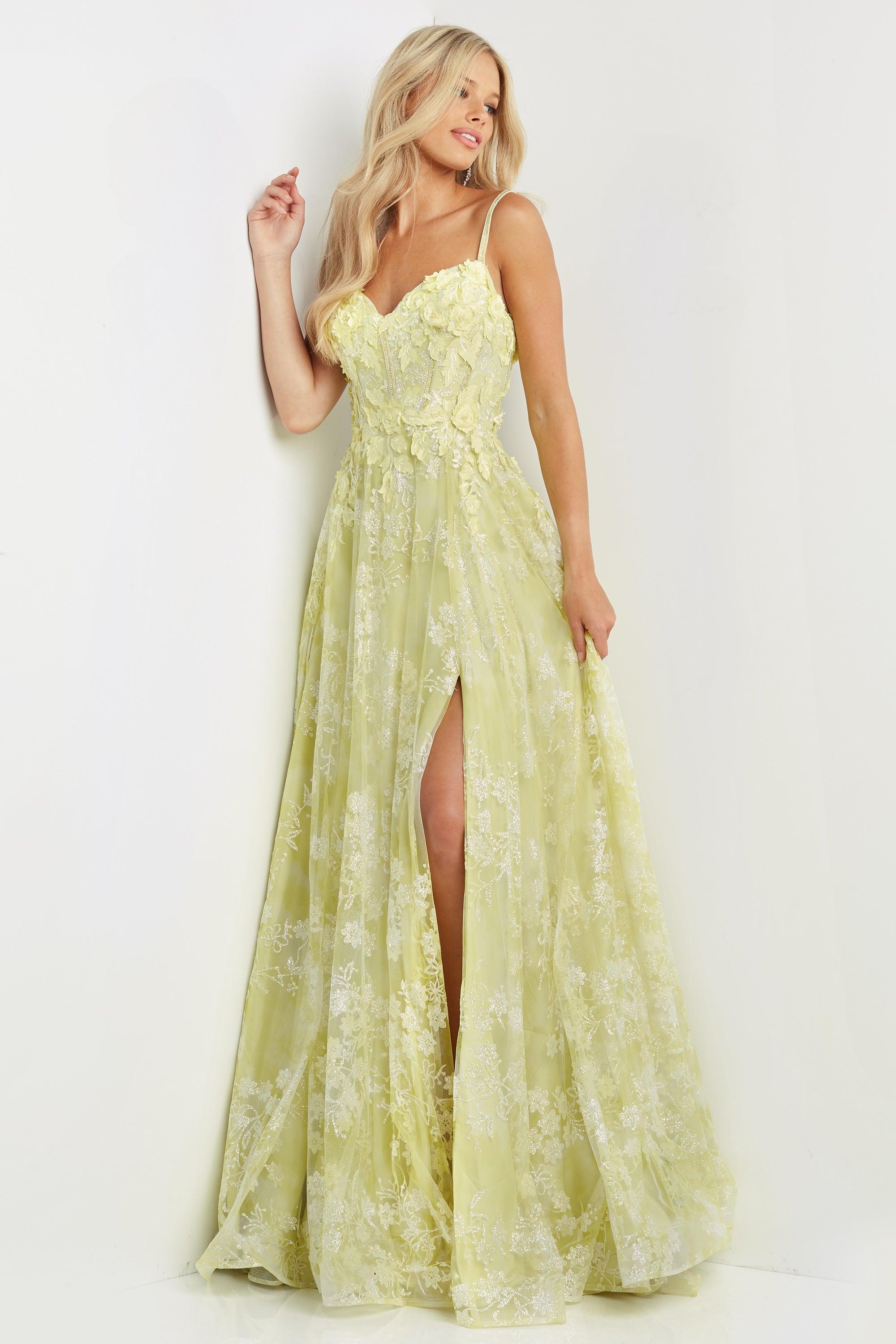 Jovani Floral Bodice Prom Long Dress 08416 - The Dress Outlet
