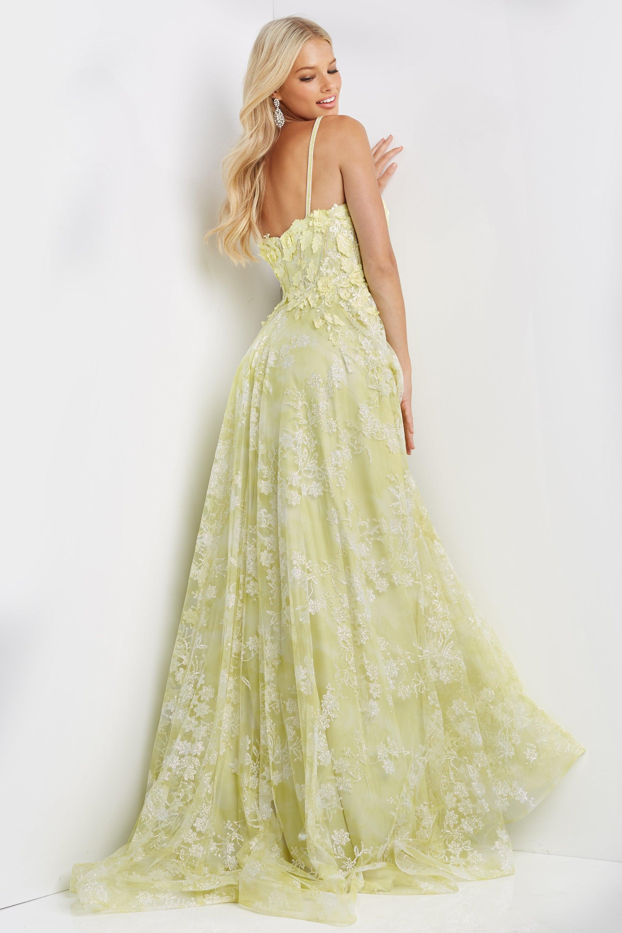 Jovani Floral Bodice Prom Long Dress 08416 - The Dress Outlet