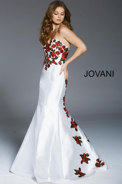 Jovani Floral Embroidered Mermaid Prom Dress 48122 - The Dress Outlet