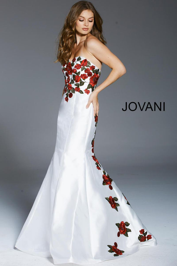 Jovani 48122 Floral Embroidered Mermaid Prom Dress